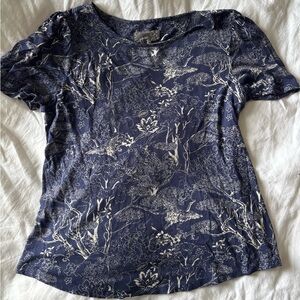 Patterned Navy Blue Women's Top